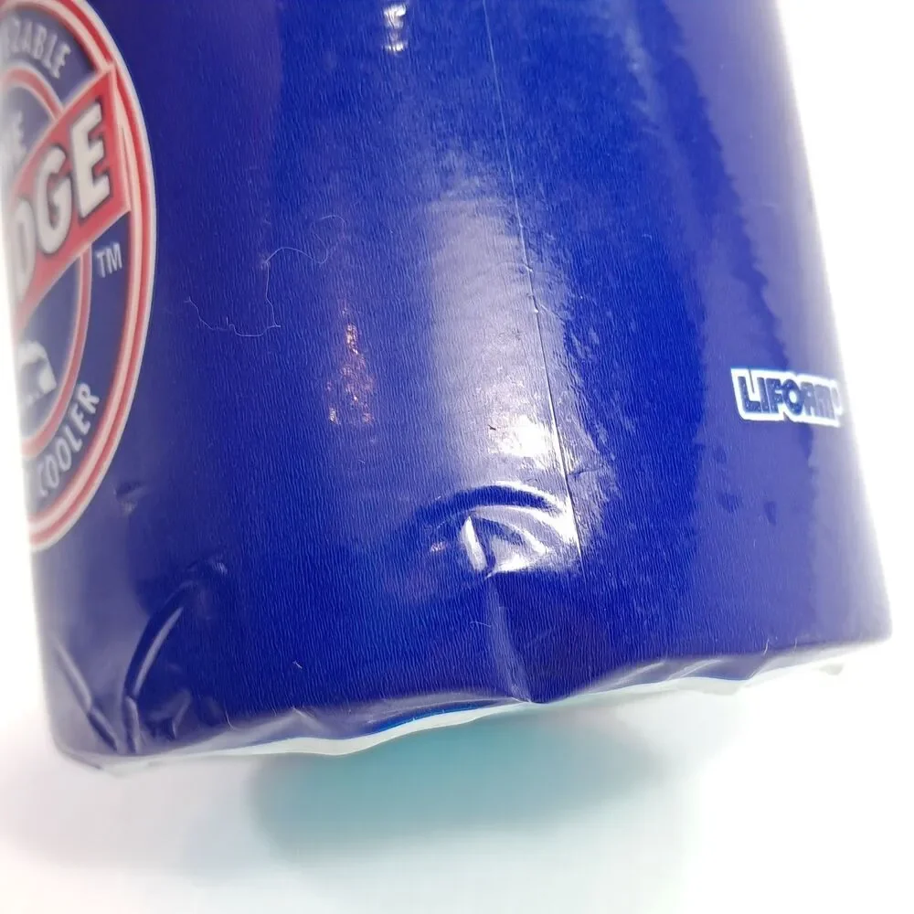 Vintage The Fridge Freezable Drink Can Cooler beverage Holder Koozie blue Lifoam